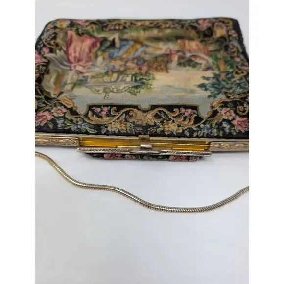 Delill Art Deco‎ Needlepoint Purse Bag Micro Stitched Marcasite French Tapestry - Picture 4 of 6